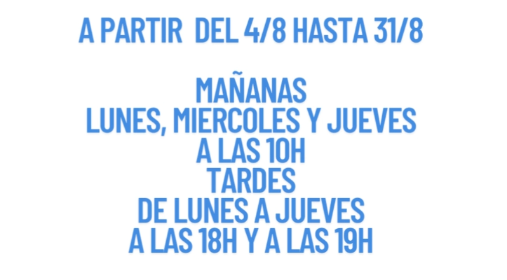 Horario del Mes de Agosto