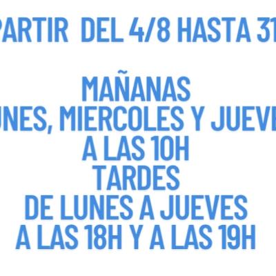 Horario del Mes de Agosto